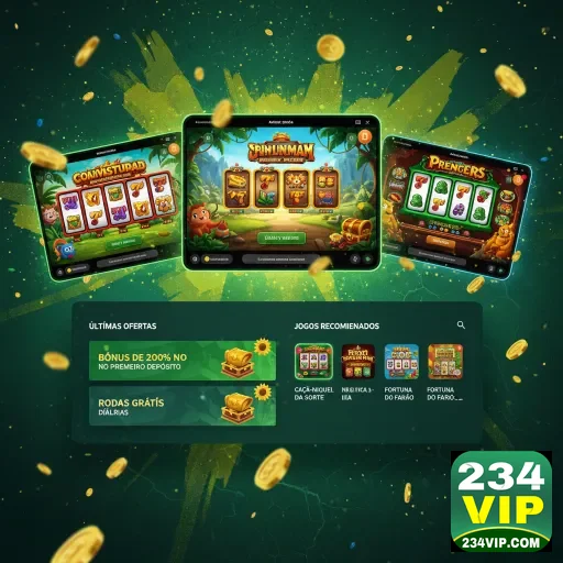 Ilustração de Explore Slots e Jogos Ao Vivo na 234vip com Exclusividade