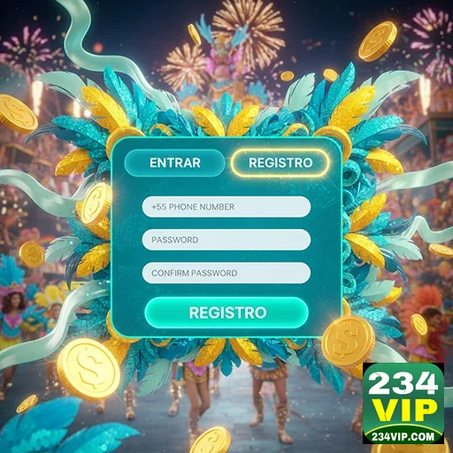Ilustração de Explore Slots e Jogos Ao Vivo na 234vip com Exclusividade